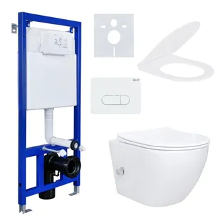 Belvit Dusch-WC Komplettset mit WC-Sitz Weiß