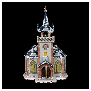 Hubrig Volkskunst GmbH Winterkinder Winterhaus Kirche 31 cm beleuchtet