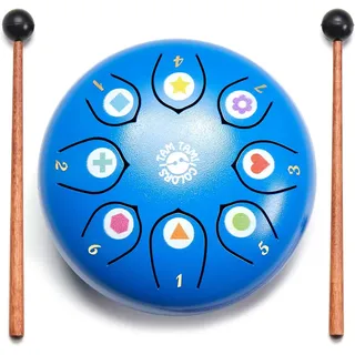 Kindertrommel Montessori – Handpan Kinder Zungentrommel 8 Töne für Kinder 3–6 Jahre, leicht zu spielen, fördert Kreativität & Konzentration, mit Schlägeln, Notenbuch & Tasche