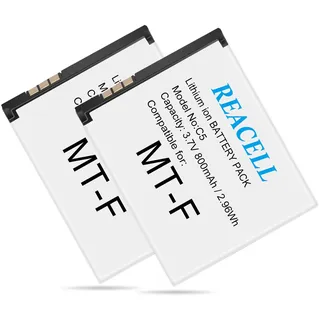 REACELL 2 Stück MT-F Akku für AVM Fritz!Fon C5 C4 M2 Telefon | Li-Ion Ersatzakku MT-F mit 800mAh 3.7V, passend für Fritz!Fon C5, C4, M2, Modell 312BAT016, 312BAT006