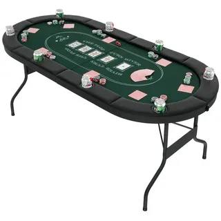 Costway Spieltisch, Pokertisch, klappbar 182 x 82 x 75 cm für 8 Spieler grün