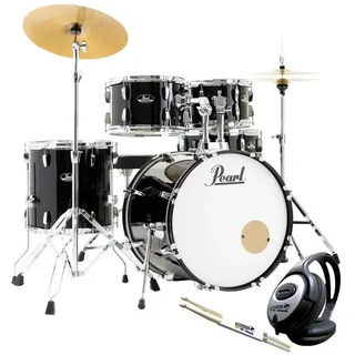 Pearl Drums Pearl Roadshow Schlagzeug 20 mit Kopfhörer mit Sticks (Acoustic-Drum), Schlagzeug, Schwarz