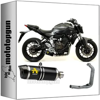 arrow 71817AKN + 71655KZ komplettanlage zugelassen kat low thunder aluminium schwarz endkappe carby kompatibel mit yamaha mt07 mt-07 2014 2015 2016 2017 2018 2019 2020 mototopgun