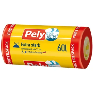 pely-plastic GmbH & Co. KG Pely Müllbeutel Extra stark klimaneutral 60 Liter 20 Stück