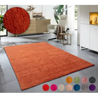 Wollteppich OTTO HOME "Karchau", orange (terracotta), B:40cm H:13mm L:60cm, Schurwolle, Teppiche, Handweb Teppich, meliert, reine Wolle, handgewebt, brilliante Farben