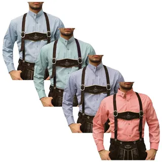 German Wear Trachtenhemd GW1203-SK Trachtenhemd mit Stehkragen für Trachtenlederhosen kariert rot 3XL