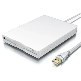 CSL Externes USB Diskettenlaufwerk FDD 1,44MB (3,5) geeignet für PC & MAC Diskettenlaufwerk (USB 1.1, USB 2.0 Schnittstelle (abwärts- aufwärtskompatibel), Windows 11 fähig) weiß