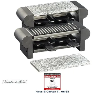 Rosenstein & Söhne Raclette für 2 Personen, mit Grillaufsatz und heißem Stein, 350 Watt