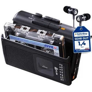 KLIM K8 Kassettenspieler - Kassettenrekorder - NEU Cassette Player - AM/FM Kassettenradio - Eingebautes Mikrofon & Lautsprecher - Kopfhöreranschluss & Ohrhörer