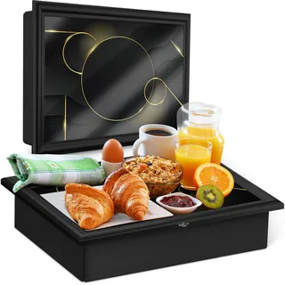 Empire Knietablett mit Sitzsackkissen - Holz Weich Gepolstertes Knietablett mit Kissen zum Essen, Trinken & Laptop - Ideal für Frühstück, Abendessen, Snacks & Arbeit - Komfortabel, tragbar mit