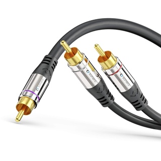 Sonero Premium 10,0m Cinch Kabel, 1x Cinch auf 2x Cinch, Audio Y-Kabel, Subwoofer, HiFi-Anlage, Verstärker, schwarz