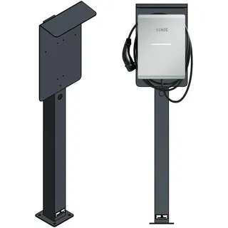 DIE-LADESÄULE - Ladesäule, Standfuß, Stele, Base für Senec Pro S Wallbox - aus Edelstahl - mit Dach und Kabelhaken - pulverbeschichtet - anthrazit - deutsche Herstellung