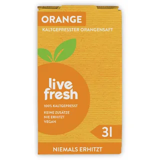 LiveFresh Orangensaft Kaltgepresst - 3 Liter Saftbox Orange l Saft