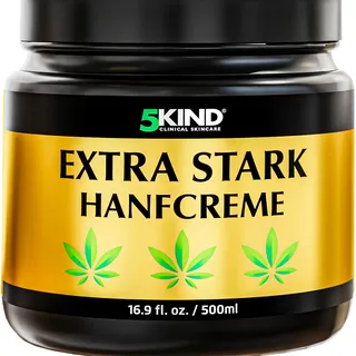 5kind Extra Starke Hanfcreme 500ml - Hochkonzentriertes Hanföl und Arnika-Creme - zur Massage von Gelenken & Muskeln, unterem Rücken, Knien, Nacken & Schultern - Reich an natürlichen Extrakten