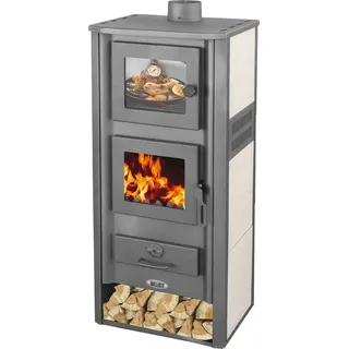 Blist Kaminofen mit Backfach Weiß 12,1 kW