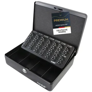 HMF 10015-02 Geldkassette mit Münzzählbrett, 30 x 24 x 9 cm, Schwarz