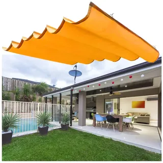 LVLDAWA Brauch Einziehbar Welle Sonnensegel, wasserdichte U-förmige, Verstellbare Schattenmarkise Für Den Außenbereich, Schiebewellen-Sonnensegel Für Pergola