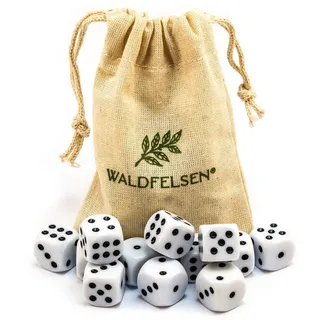 Waldfelsen Spiel – 2-50 Stk Standard Spielwürfel 16 mm Acrylwürfel Würfel bunt, Spielmaterial, Verschiedene Farben weiß
