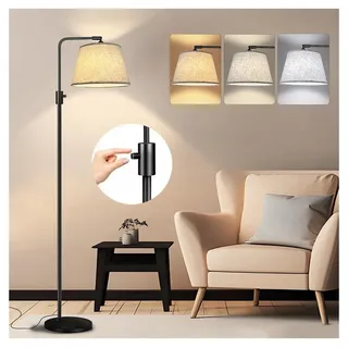 Sunicol LED Stehlampe Dimmbare Moderne Stehlampe Wohnzimmer mit 3 Farbtemperaturen, Bogenlampe mit Leinenschirm, Dreh- und Fußschalter Leselampe schwarz