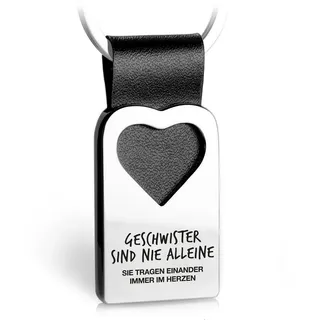 FABACH Herz Schlüsselanhänger mit Gravur aus Leder - Bruder und Schwester Geschenke Anhänger - Geschenk für Schwester und Bruder zum Geburtstag - Geschwister sind nie allein