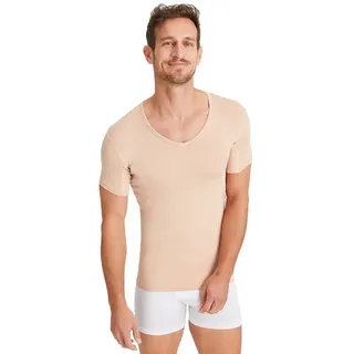 FINN Design Funktionsunterhemd Wasserabweisendes Anti-Schweiß Shirt Herren mit V-Ausschnitt Schutz vor Schweißflecken und Schweißgeruch am gesamten Oberkörper beige M