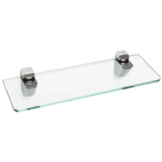 einfachgutemoebel Waschtisch-Set Glasregal 30x10cm Sicherheitsglas ESG, Klarglas poliert, (Glasregal, 1-St., Glasregal) weiß