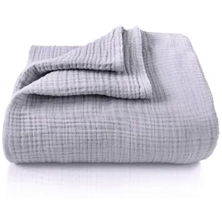 Babydecke Premium Musselin Babydecke 4-lagige Decke aus 100% Baumwolle, Laynenburg, Musselin Babydecke, Kuscheldecke oder Schlafdecke, Pucktuch, Spucktuch grau