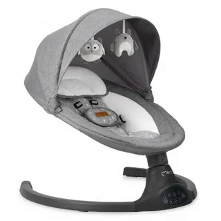 MoMi Babyschaukel MoMi KENANI ONYX - Elegante schwarze elektrische Wippe für Kleinkinder, Abnehmbares Schutzdach, Moskitonetz, Bluetooth-Einheit grau