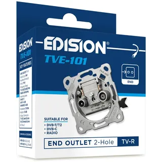 EDISION Antennendose Universal TVE-101, Enddose Stich TV-R unterputz 2-Loch, geeignet für Terrestrisch DVB-T/T2, Kabel DVB-C, Radio, FM, DAB+, 2 Ausgänge
