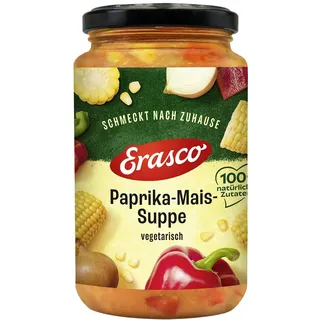 Erasco Paprika-Mais-Suppe im Glas aus 100% natürlichen Zutaten, 350ml – lecker und herzhaft, ohne Konservierungsstoffe, schnelle Zubereitung, fertige Suppe