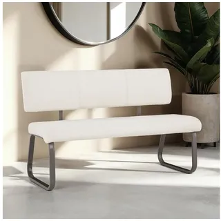 IDIMEX Essbank VILAS, Essbank mit Rückenlehne gepolstert für 3 Personen Bouclé Sitzbank weiß weiß