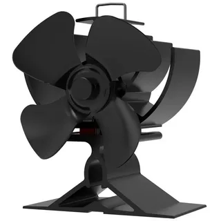 kisidus Kaminventilator 4 Flügel Ofenventilator Ohne Strom, Wärmebetriebener, Leiser, Mini Kaminlüfter,Umweltfreundlich für Pellet/Holzbrenner/Kamin schwarz 12.4 cm