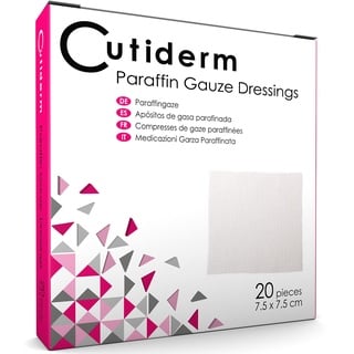 Cutiderm sterile Paraffingaze-Kompresse, 7.5 cm x 7.5 cm, Packung mit 20 Stück