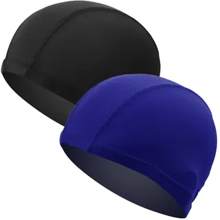 WeddHuis 2 Pcs Unisex Badekappen Bequemer Stoff Bademütze Elastisch Badehaube Schwimmhaube Schwimmkappe für Lange und Kurzes Haare Kinder Damen Herren Mädchen Jungen