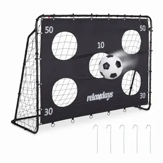 Relaxdays Fußballtor Schwarz 217 x 75 cm