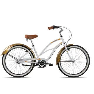 Chrisson Sandy Beachcruiser 26 Zoll Damen Herren 155 - 170 cm Beach Cruiser Fahrrad 3 Gang Nabenschaltung Strandfahrrad weiß/gold 41 cm