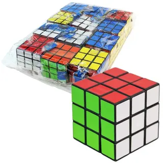 BEMIRO Zauberwürfel Set, 12 Stück, 5 cm, Klassisches 3x3 Knobelspiel aus Kunststoff, Denkspiel für Kinder ab 3 Jahre