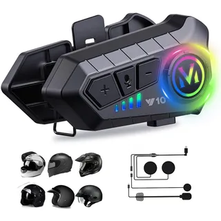 Motorradhelm Headset Bluetooth mit Mikrofon Motorrad Helm Kopfhörer Wireless Motorcycle Helmet Headset Nur für eine Person kabellose Freisprecheinrichtung wasserdicht Kopfhörer für Motorradfahren