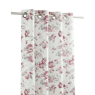 LANDKING Ösenschal, Gardine, Vorhang, Dekoschal, Blumen Rosen, Digitaldruck, Blickdicht, 8 Ösen, 140 x 245 cm, Landhaus, Romantik, Polyester, Farbe rot