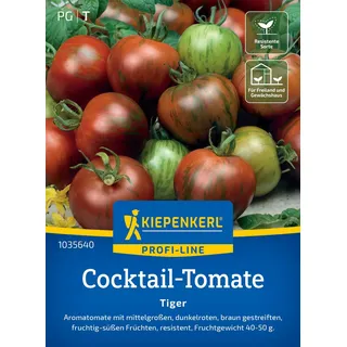 Kiepenkerl Cocktail-Tomatensamen "Tiger" 1035640, Gemüsesaat | Aromatomate, fruchtig- süß, resistent, für Freiland, Gewächshaus & Topf