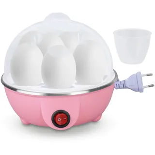 Eierkocher, 7 Eier Kapazität, elektrischer Eierkocher, Anti-Trockenverbrennung, automatische Abschaltung, Eierpochierer mit Heizplatte, gekochte Eierkocher (Rosa)