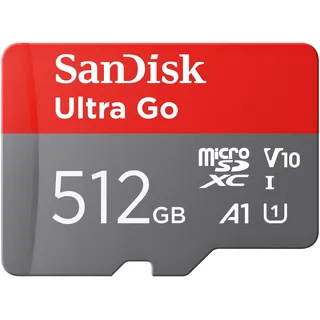 SANDISK Ultra Go Micro SDXC Speicherkarte 512 GB + SD Adapter (Für Android Smartphones und Tablets, bis zu 150 MB/s Lesegeschwindigkeit) A1, Full HD Video, UHS-I, Class 10, U1, Für Amazon