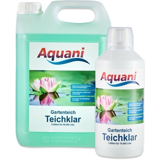 Aquani Teichklar 1000ml Algenmittel gegen grünes und trübes Wasser im Teich mit Schwebealgen Algen, auch ideal als Teichklärer Algenentferner im Koi und Schwimmteich