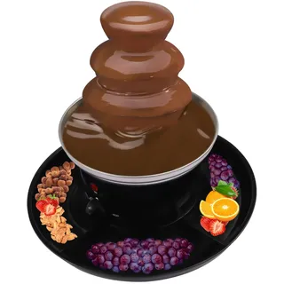 SABUIDDS Edelstahl Schokoladenbrunnen mit Schmelzfunktion Schmilzt Käse 3 Ebenen Kleiner Schokobrunnen mit Food Tray und Gabeln, Queso, Süßigkeiten und Likör für Partys, Weihnachten und Silvester