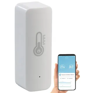 Luminea Home Control WLAN-Temperatur- & Luftfeuchtigkeits-Sensor mit App & Sprachsteuerung
