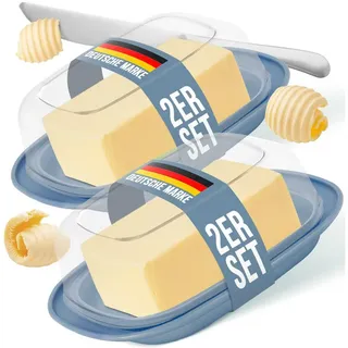 uandu home Butterdose mit Deckel Kunststoff, Butterbehälter, Butter dish, Butterdosen, (Butterschale mit Deckel, Butterdose spülmaschinenfest, Butterbox, Butter Box Dose) blau