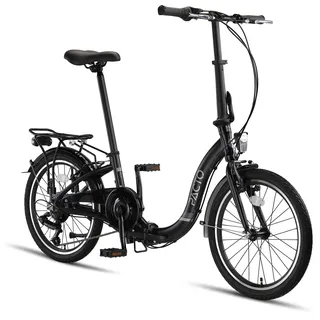 PACTO SIX - Hollandrad Hochwertiges Klappfahrrad 27cm Aluminiumrahmen Bike 20 Zoll Aluminiumräder Bicycle, 6 Speed Shimano Gänge Faltrad Klapprad Fahrrad Klappfahrrad Für Erwachsene Blau (Schwarz)