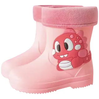 LOIJMK Klassische Kinder Regenstiefel PVC Gummi mit Fleece Kinder Wasserschuhe Wasserdichte Regenstiefel Kinder Baby Cartoon Schuhe Gummistiefel 32 (A, 21 Infant) - 21 EU