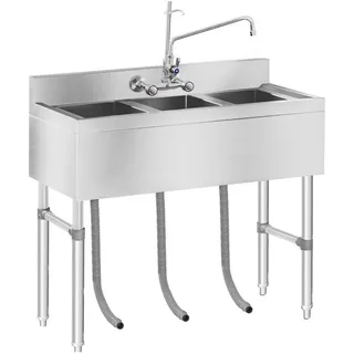 Royal Catering Edelstahl-Spüle 3 Becken 100 x 50 cm - Silber