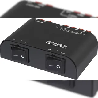 SpeaKa Professional 2 Port Lautsprecher-Umschalter Klemmanschluss Metallgehäuse Schwarz